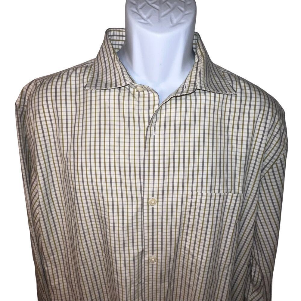 Banana Republic Classic Fit Mens XL Olive‎ Plum Striped LongSleeve Button Front